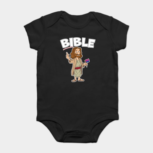 LGBTQIA Pride Bisexual Bi Jesus Pointing At Bi in Bible Baby Bodysuit by belownormal